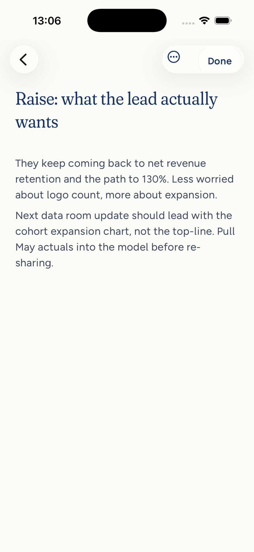 The note editor on iPhone