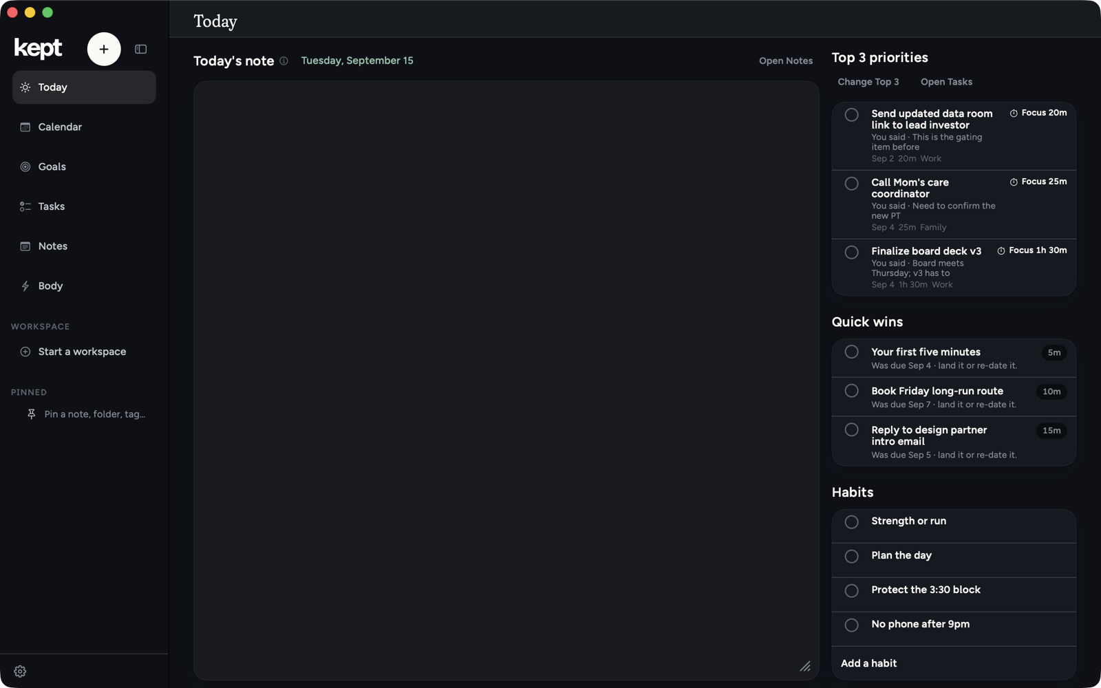 Today in dark mode on Mac
