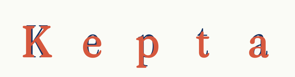 The letters K, e, p, t, a in Numen Title overlaid on Instrument Serif, showing sturdier strokes on the same editorial skeleton.